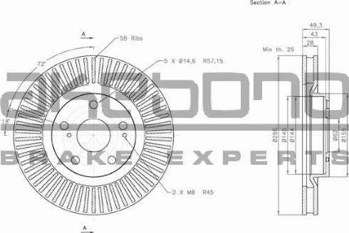 Akebono BN-0350 - Brake Disc autospares.lv