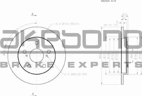 Akebono BN-0369 - Brake Disc autospares.lv