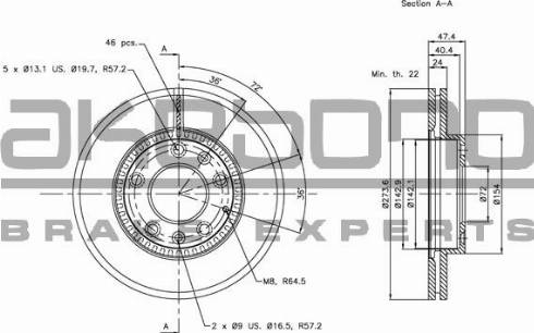 Akebono BN-0366 - Brake Disc autospares.lv