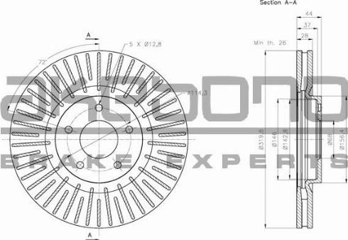 Akebono BN-0367E - Brake Disc autospares.lv