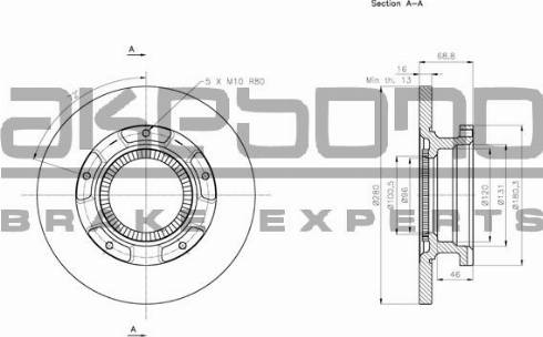 Akebono BN-0309 - Brake Disc autospares.lv