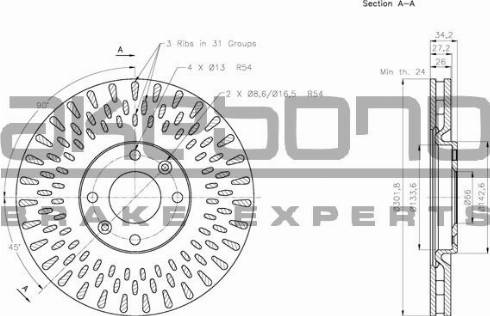 Akebono BN-0300 - Brake Disc autospares.lv