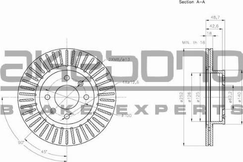 Akebono BN-0308 - Brake Disc autospares.lv