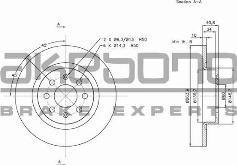 Akebono BN-0307E - Brake Disc autospares.lv