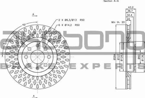 Akebono BN-0316E - Brake Disc autospares.lv