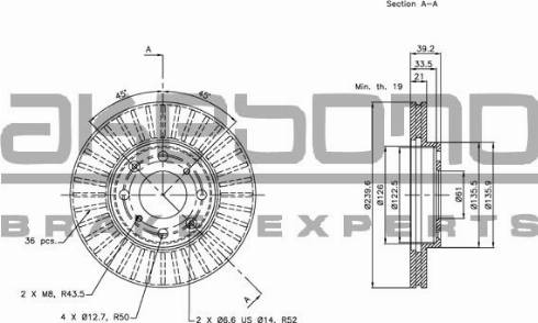 Akebono BN-0311 - Brake Disc autospares.lv