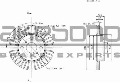 Akebono BN-0389E - Brake Disc autospares.lv