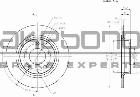 Akebono BN-0384 - Brake Disc autospares.lv