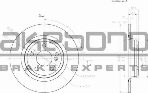 Akebono BN-0388 - Brake Disc autospares.lv