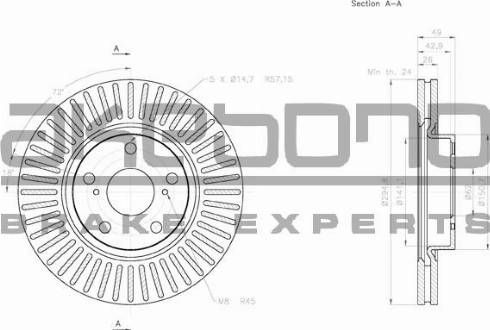 Akebono BN-0339 - Brake Disc autospares.lv