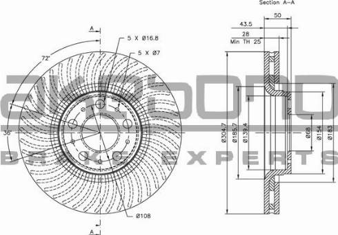 Akebono BN-0334 - Brake Disc autospares.lv