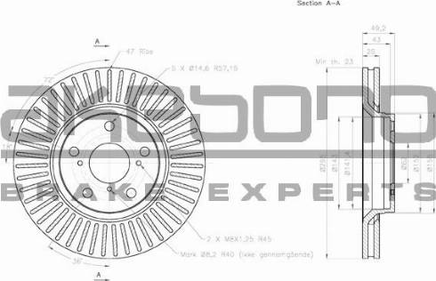 Akebono BN-0338 - Brake Disc autospares.lv