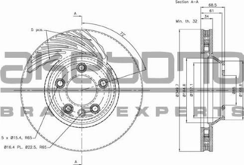 Akebono BN-0337 - Brake Disc autospares.lv