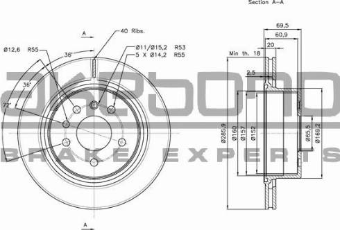 Akebono BN-0329 - Brake Disc autospares.lv