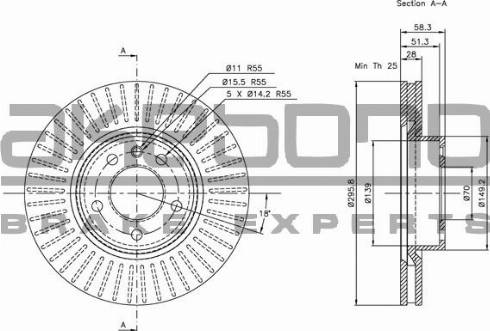 Akebono BN-0323 - Brake Disc autospares.lv