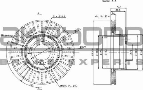 Akebono BN-0327 - Brake Disc autospares.lv