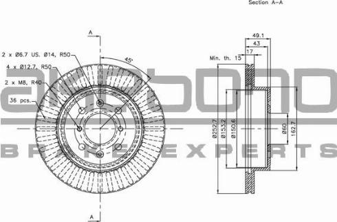 Akebono BN-0377 - Brake Disc autospares.lv