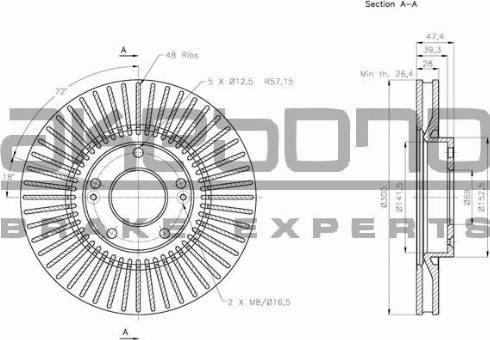 Akebono BN-0249 - Brake Disc autospares.lv