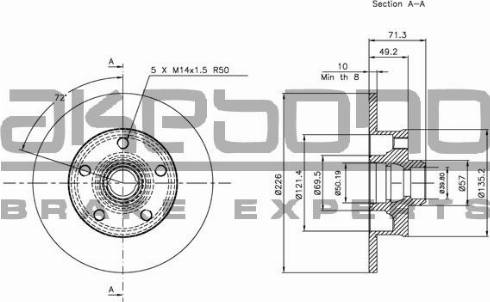 Akebono BN-0246E - Brake Disc autospares.lv