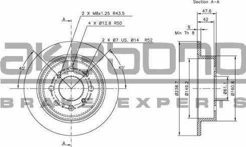 Akebono BN-0248 - Brake Disc autospares.lv