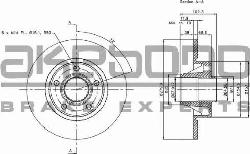 Akebono BN-0254 - Brake Disc autospares.lv