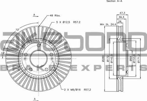 Akebono BN-0266E - Brake Disc autospares.lv