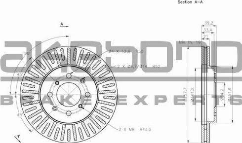 Akebono BN-0260 - Brake Disc autospares.lv