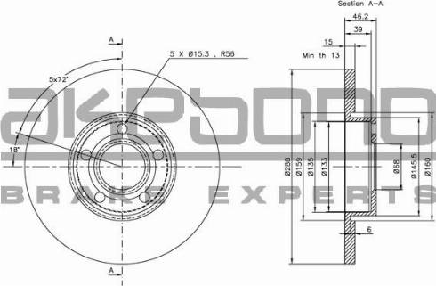 Akebono BN-0208E - Brake Disc autospares.lv