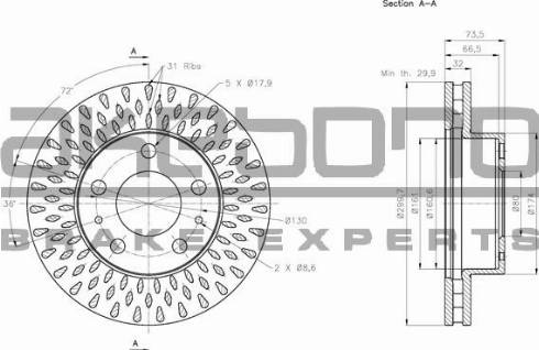 Akebono BN-0207 - Brake Disc autospares.lv