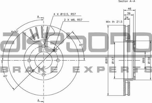 Akebono BN-0284 - Brake Disc autospares.lv