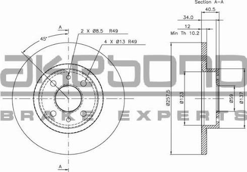 Akebono BN-0285 - Brake Disc autospares.lv