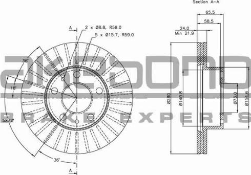 Akebono BN-0282 - Brake Disc autospares.lv