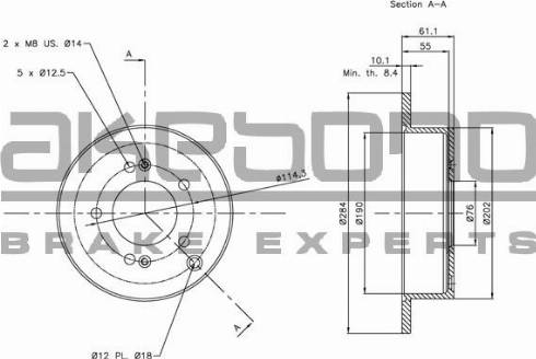 Akebono BN-0287E - Brake Disc autospares.lv