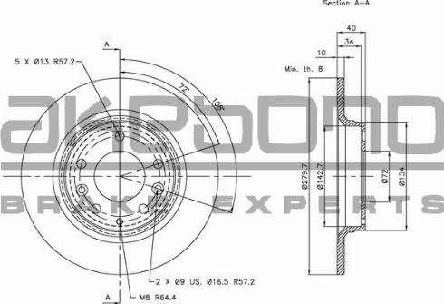 Akebono BN-0239 - Brake Disc autospares.lv