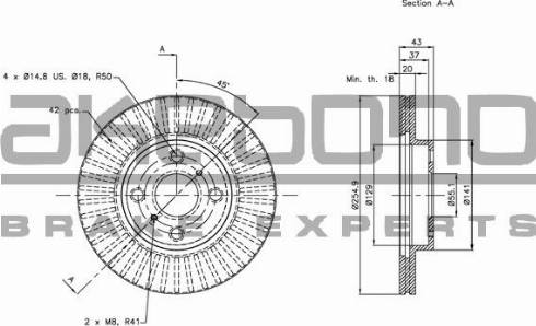 Akebono BN-0234 - Brake Disc autospares.lv