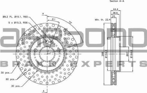 Akebono BN-0224 - Brake Disc autospares.lv