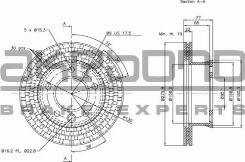 Akebono BN-0228 - Brake Disc autospares.lv