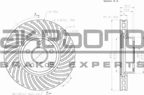 Akebono BN-0223 - Brake Disc autospares.lv