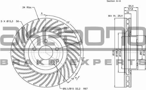 Akebono BN-0276 - Brake Disc autospares.lv