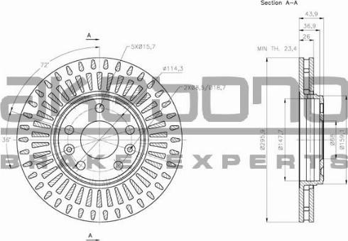 Akebono BN-0271 - Brake Disc autospares.lv