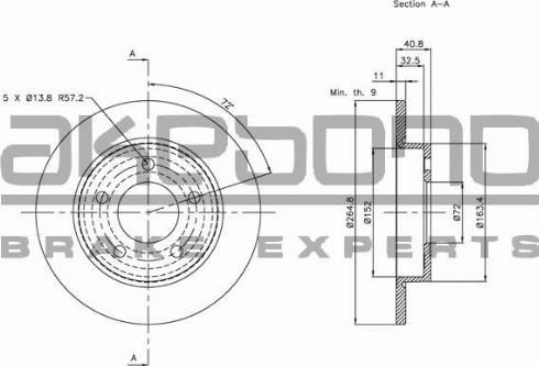 Akebono BN-0272 - Brake Disc autospares.lv