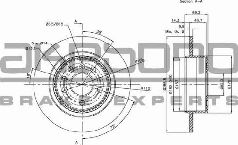 Akebono BN-0799 - Brake Disc autospares.lv