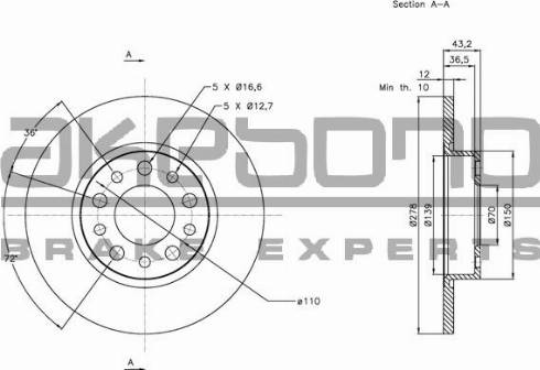 Akebono BN-0795E - Brake Disc autospares.lv