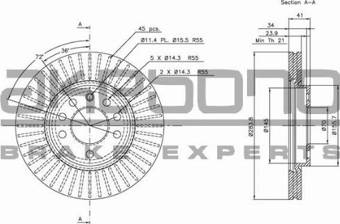 Akebono BN-0796 - Brake Disc autospares.lv