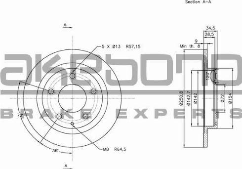 Akebono BN-0745 - Brake Disc autospares.lv