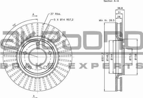 Akebono BN-0752E - Brake Disc autospares.lv