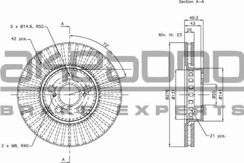 Akebono BN-0705 - Brake Disc autospares.lv