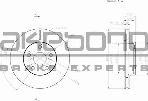 Akebono BN-0716E - Brake Disc autospares.lv