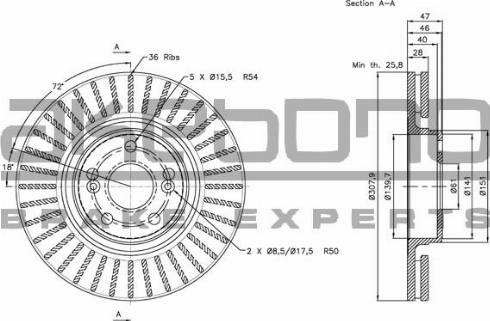 Akebono BN-0713E - Brake Disc autospares.lv