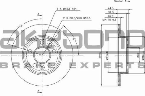 Akebono BN-0721 - Brake Disc autospares.lv